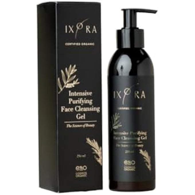 IXORA INTENSIVE PURIFYING FACE CLEANSING GEL CLEANSER FOR OILY SKIN : MINIMIZES THE APPEARANCE OF OPEN PORES, PREVENT PIMPLES - SUITABLE FOR SENSITIVE SKIN CERTIFIED ORGANIC - Image 3